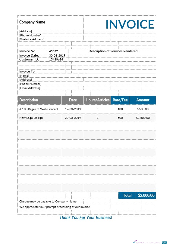 Download Freelance Writer Invoice Template Photoshop template